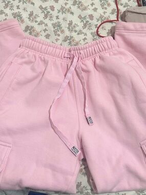 Girls' Pink Cargo Jogger Sweatpants with Drawstring